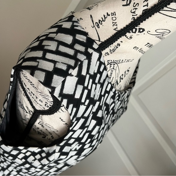Calvin Klein Geometric Print Cap Sleeves Sheath Dress Black White Sz 12 - Picture 7 of 16